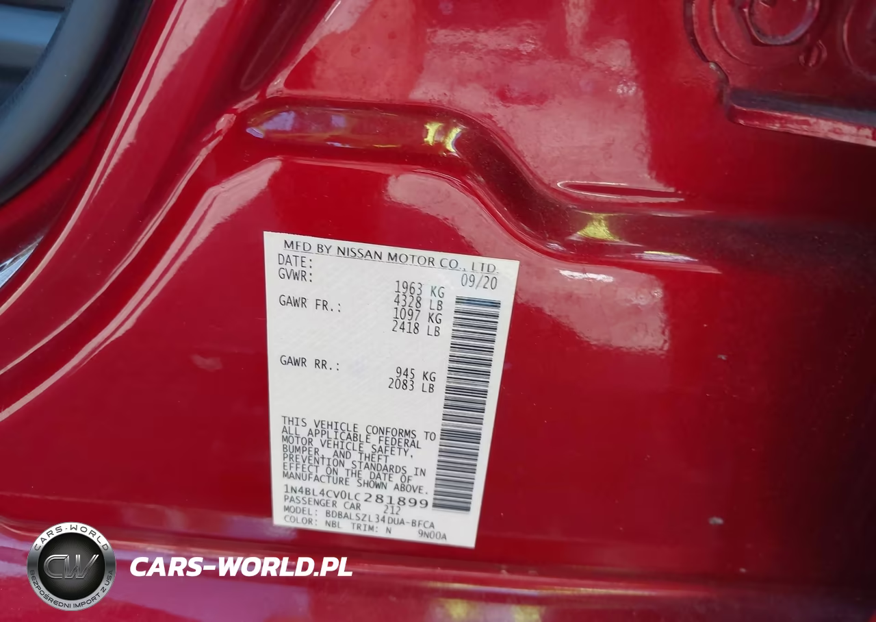 2020 Nissan Altima Sr Fwd VIN:1N4BL4CV0LC281899 - 9