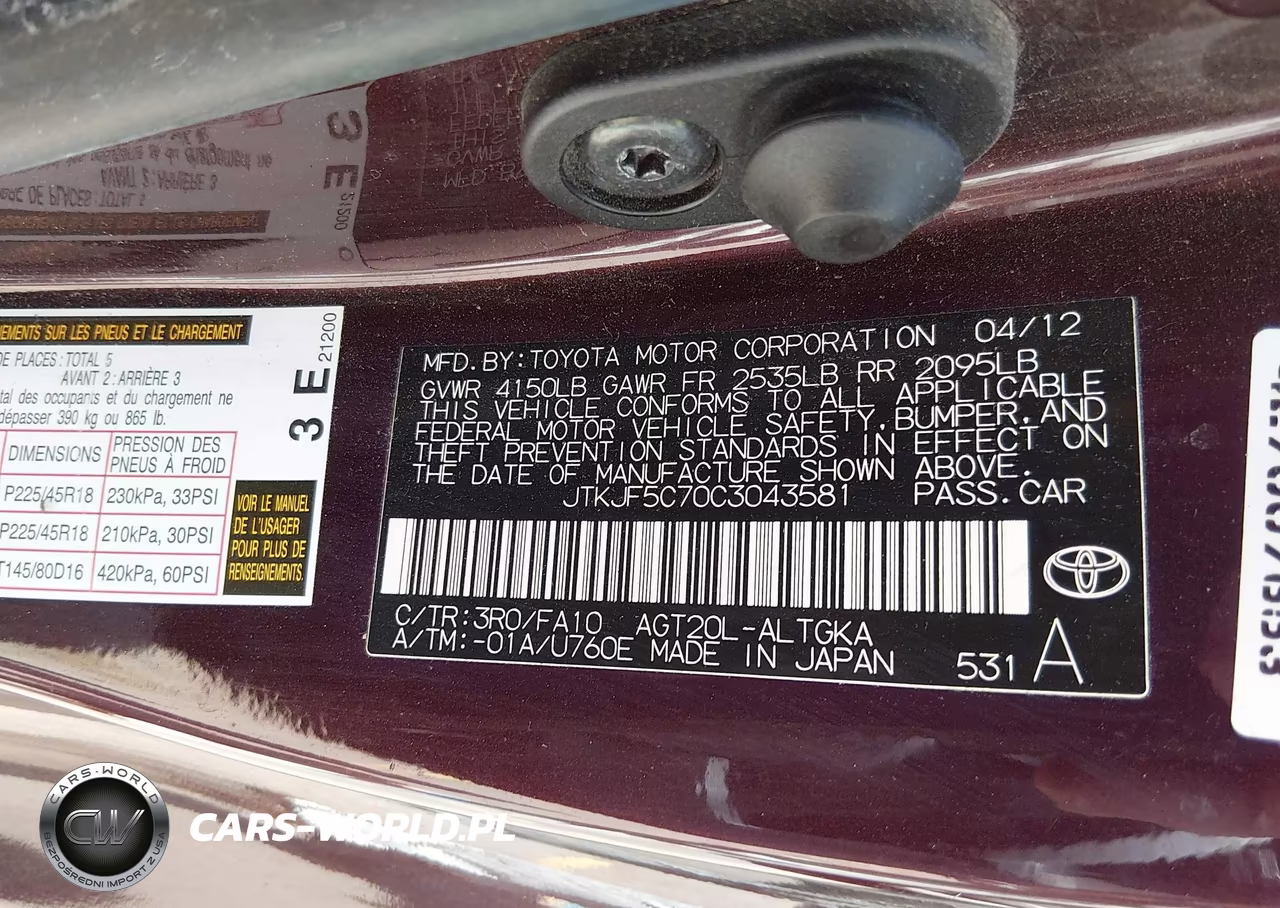 2012 Scion Tc VIN:JTKJF5C70C3043581 - 9