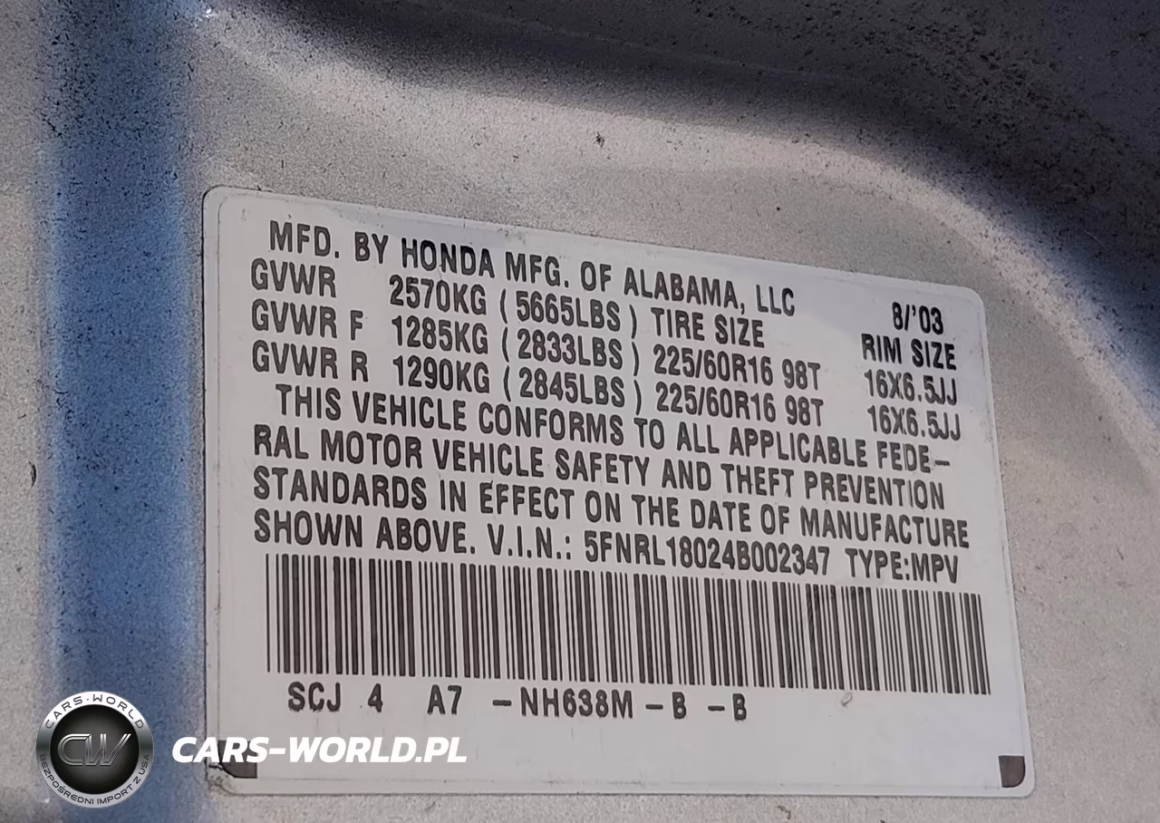 2004 Honda Odyssey Ex-L VIN:5FNRL18024B002347 - 9