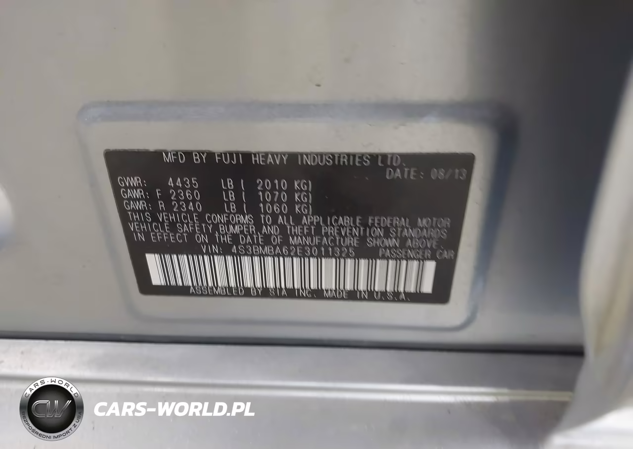 2014 Subaru Legacy 2.5I VIN:4S3BMBA62E3011325 - 9