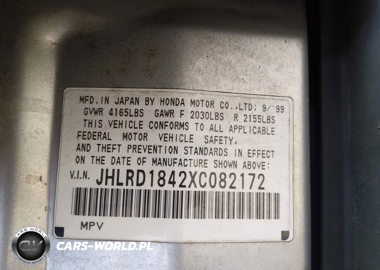 1999 Honda Cr-V Lx VIN:JHLRD1842XC082172 - 9