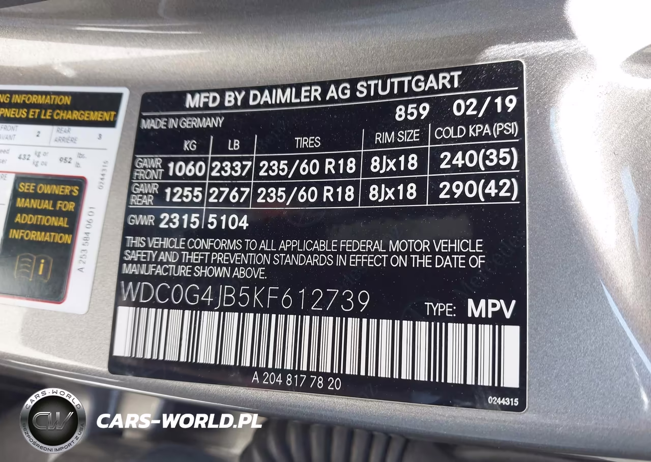 2019 Mercedes-Benz Glc 300 VIN:WDC0G4JB5KF612739 - 9