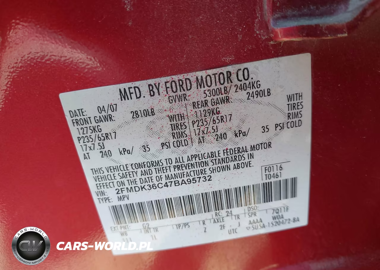 2007 Ford Edge Se VIN:2FMDK36C47BA95732 - 9