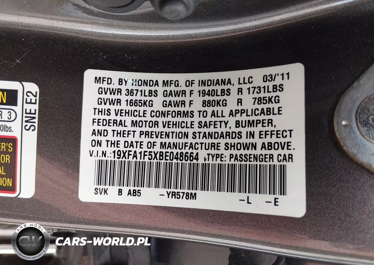2011 Honda Civic Lx VIN:19XFA1F5XBE048664 - 9