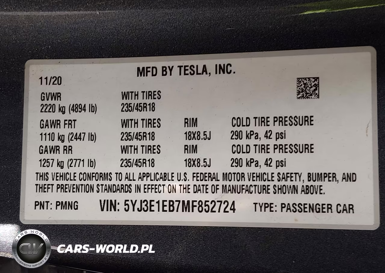 2021 Tesla Model 3 Long Range VIN:5YJ3E1EB7MF852724 - 9