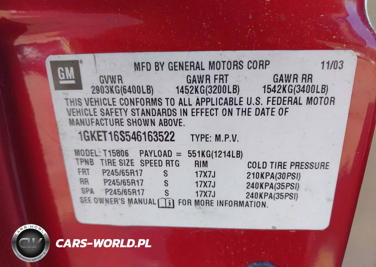 2004 GMC Envoy Xl Slt VIN:1GKET16S546163522 - 9