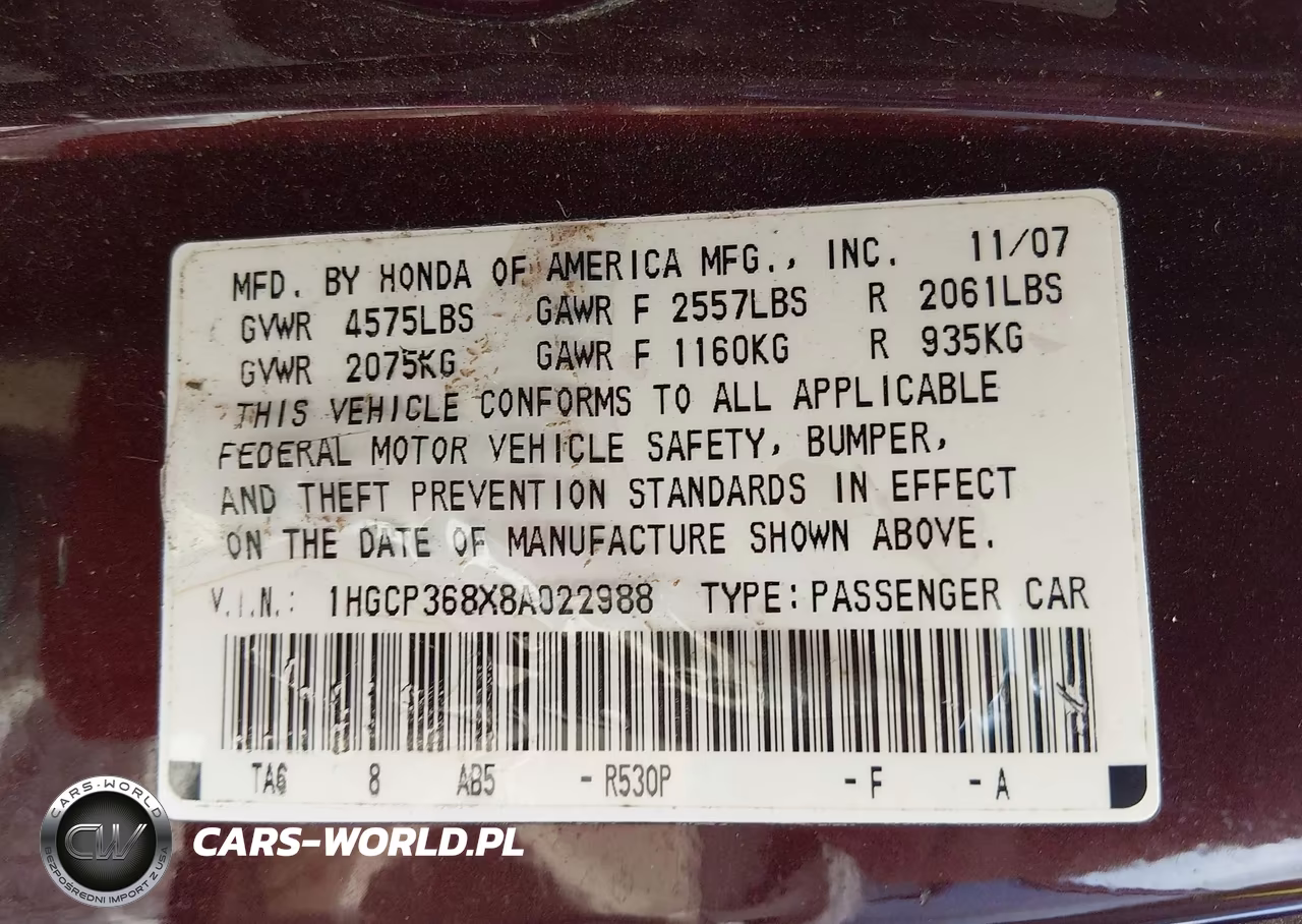 2008 Honda Accord 3.5 Ex-L VIN:1HGCP368X8A022988 - 9
