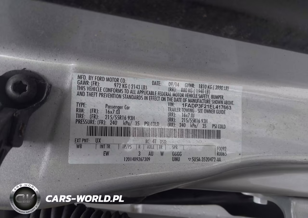 2014 Ford Focus Se VIN:1FADP3F21EL417663 - 9