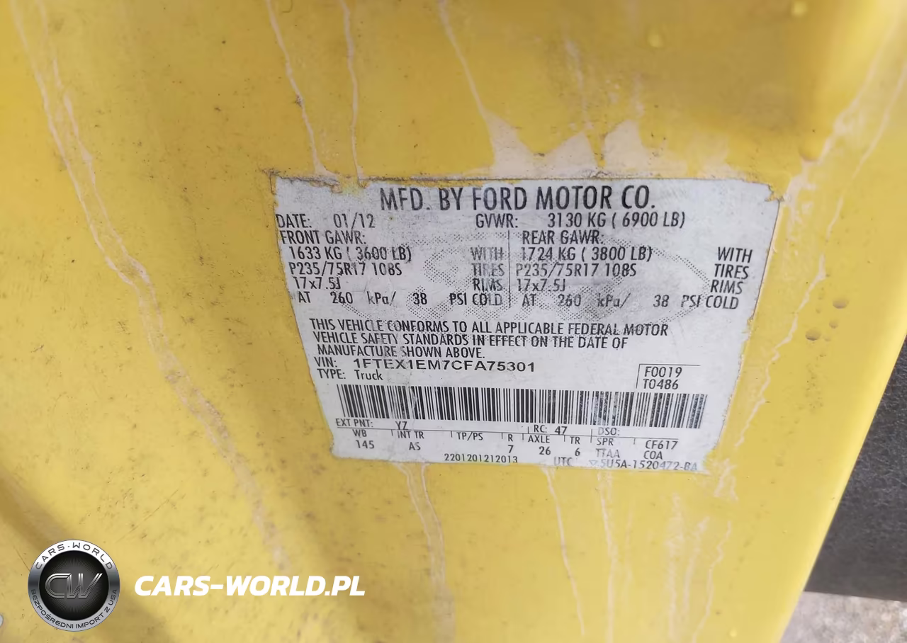 2012 Ford F-150 Xl VIN:1FTEX1EM7CFA75301 - 9