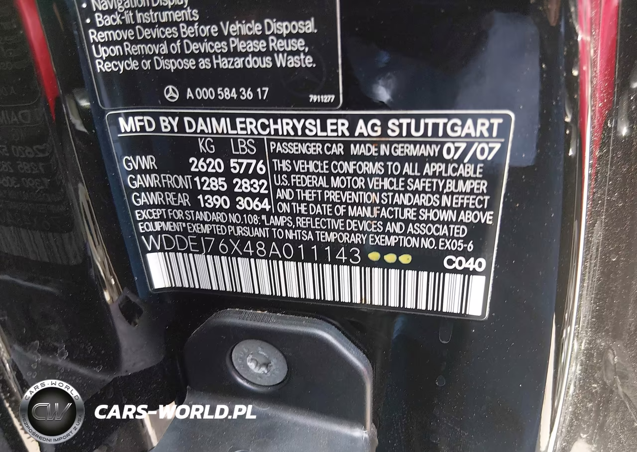 2008 Mercedes-Benz Cl 600 VIN:WDDEJ76X48A011143 - 9