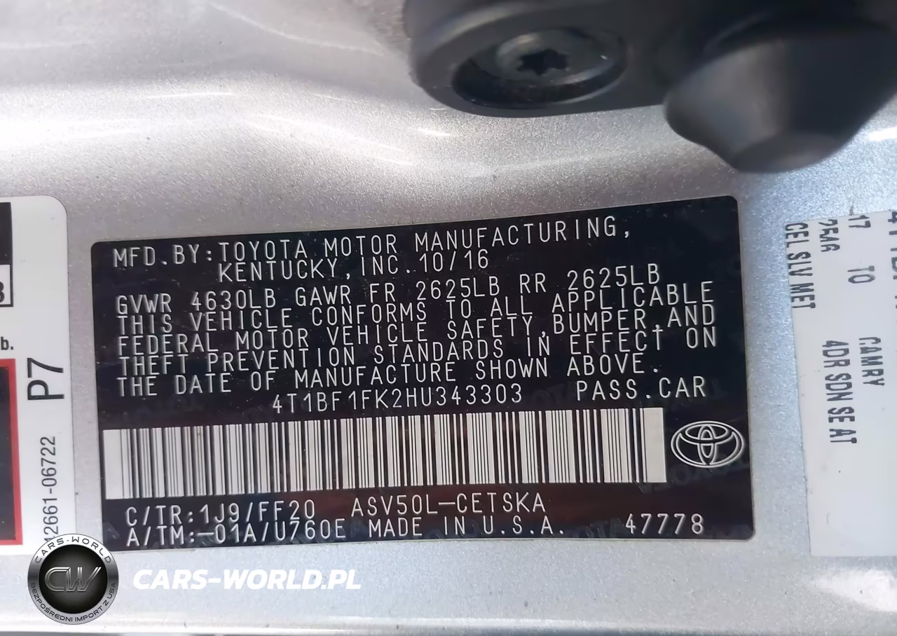 2017 Toyota Camry Se VIN:4T1BF1FK2HU343303 - 9