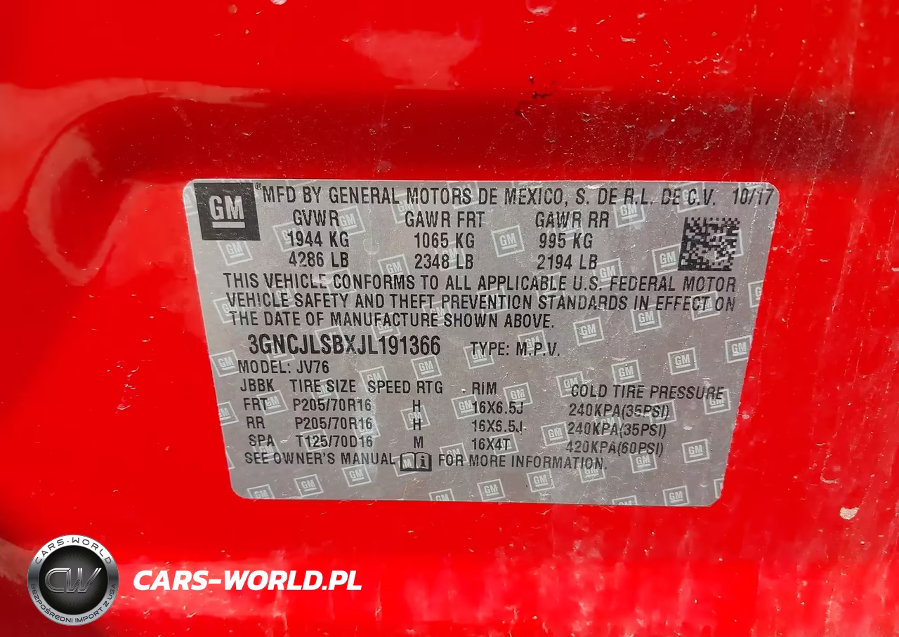2018 Chevrolet Trax Lt VIN:3GNCJLSBXJL191366 - 9
