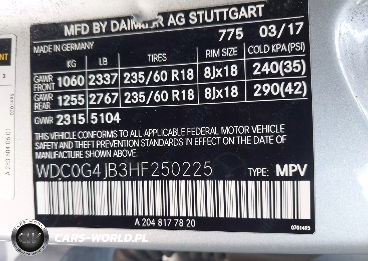 2017 Mercedes-Benz Glc 300 VIN:WDC0G4JB3HF250225 - 9