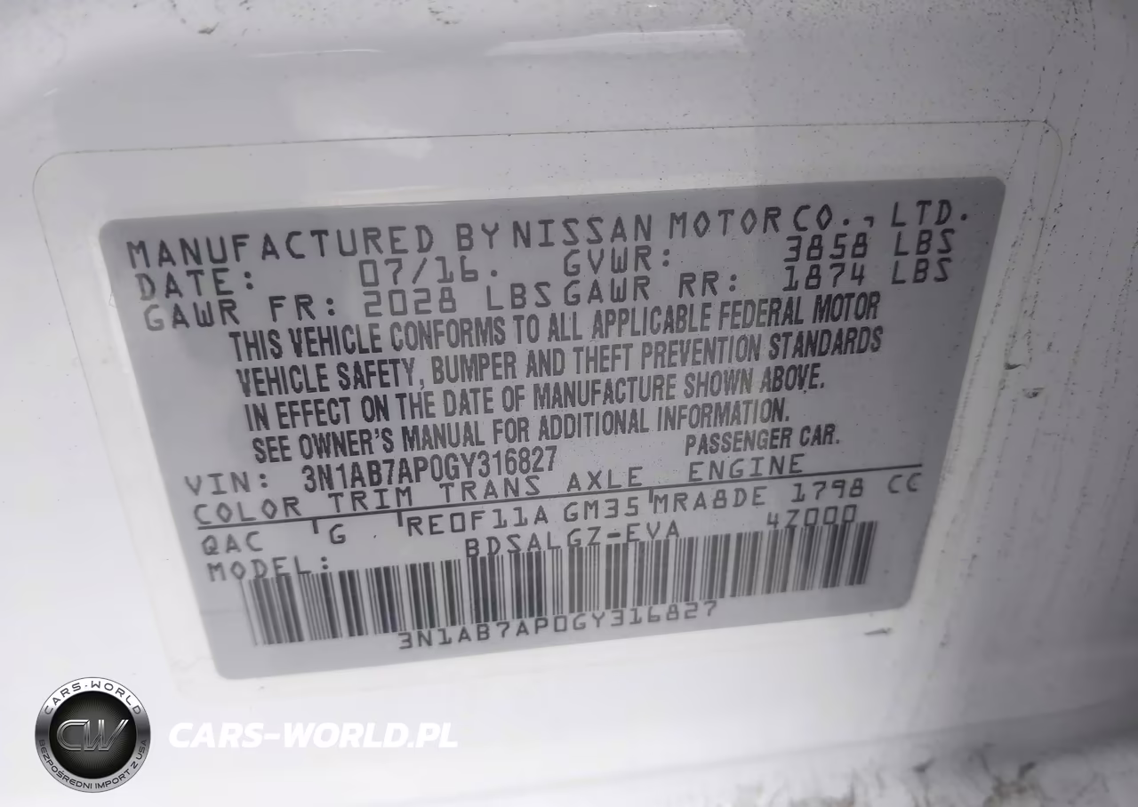 2016 Nissan Sentra Sl VIN:3N1AB7AP0GY316827 - 9