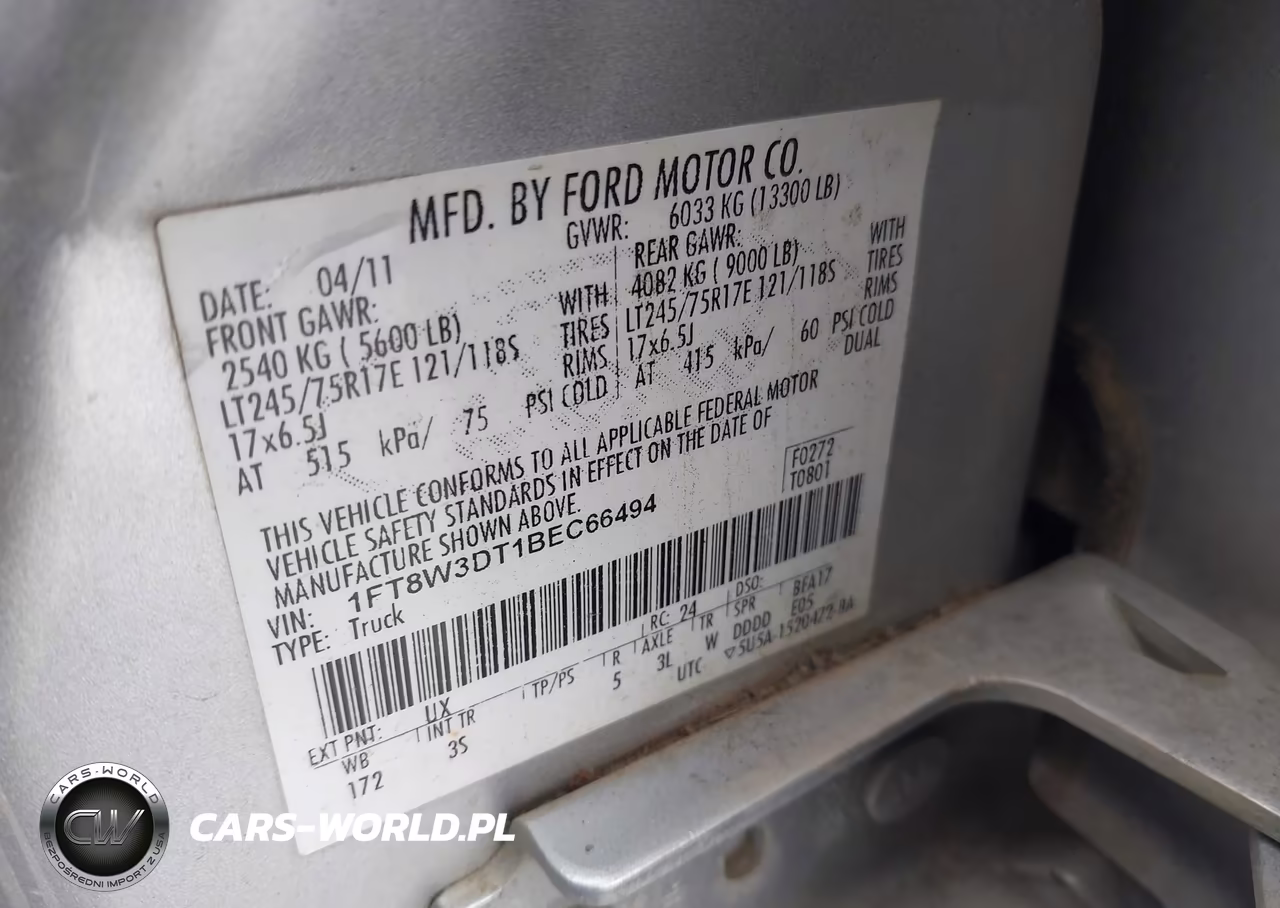2011 Ford F-350 Xlt VIN:1FT8W3DT1BEC66494 - 8