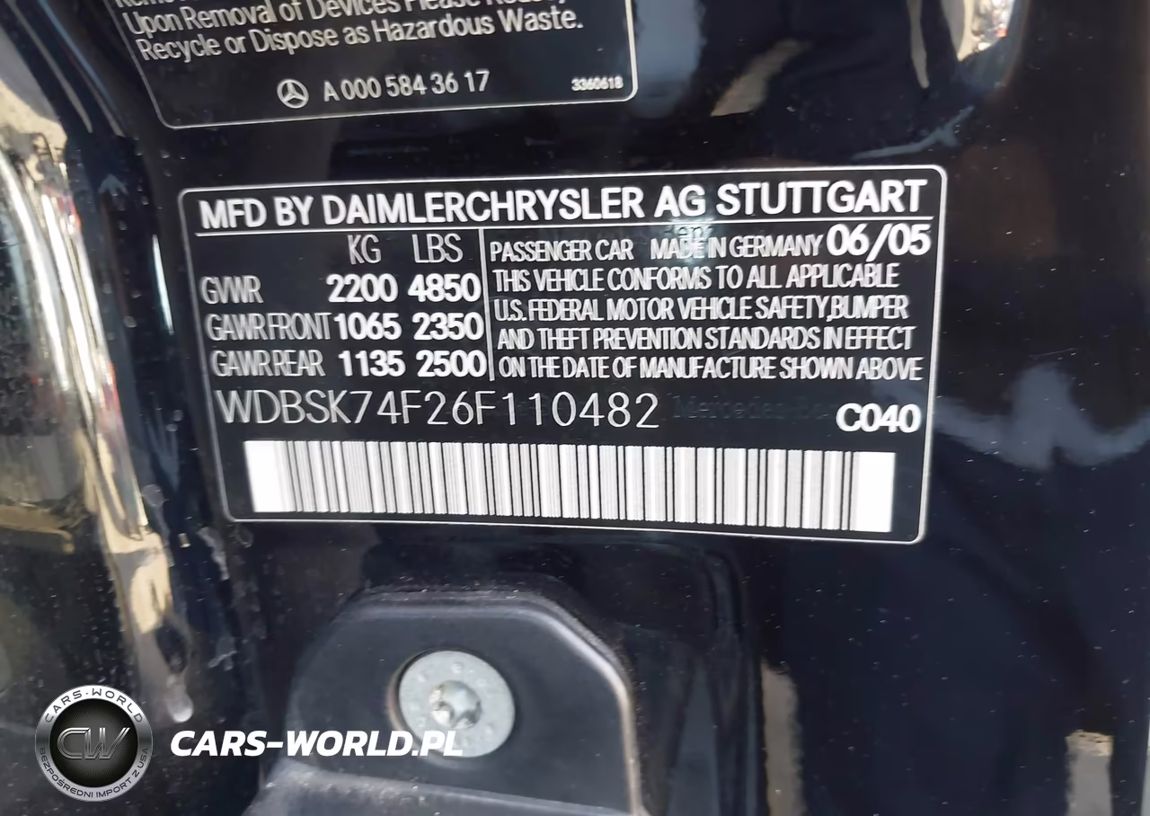2006 MERCEDES-BENZ SL-CLASS 5.5L AMG VIN:WDBSK74F26F110482 - 9