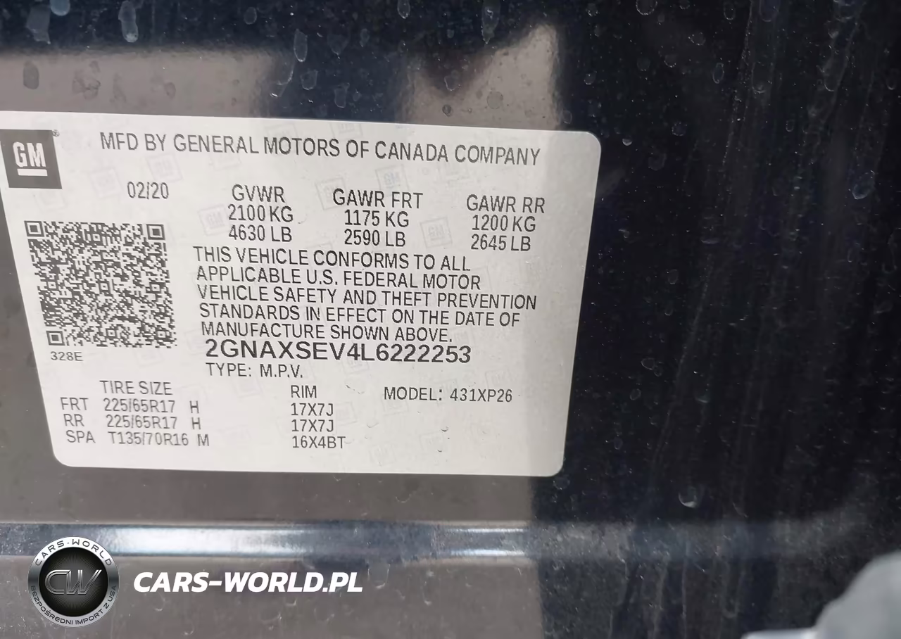 2020 Chevrolet Equinox Awd Ls VIN:2GNAXSEV4L6222253 - 9