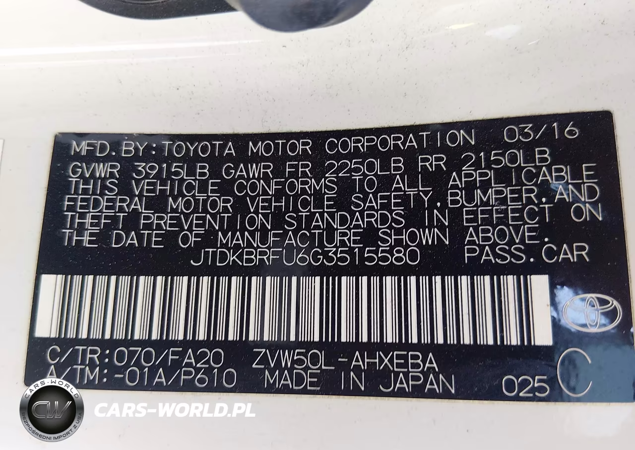 2016 Toyota Prius Two VIN:JTDKBRFU6G3515580 - 9