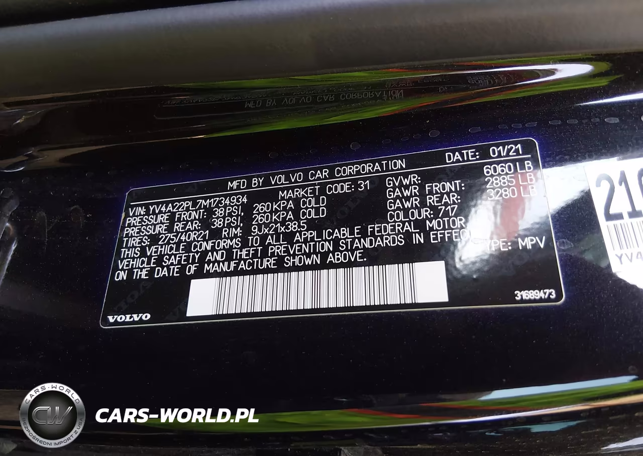 2021 Volvo Xc90 T6 Inscription 7 Passenger VIN:YV4A22PL7M1734934 - 9