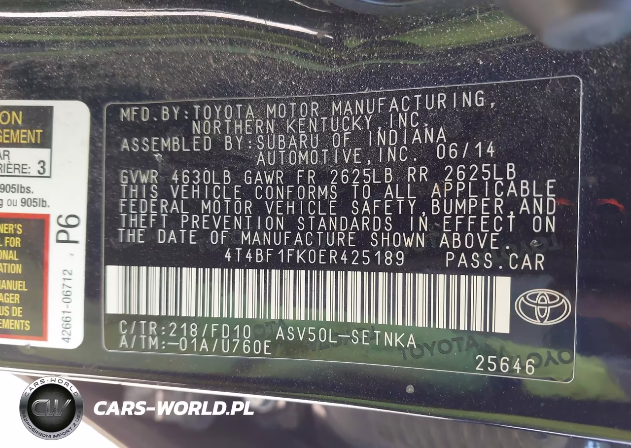 2014 Toyota Camry Le VIN:4T4BF1FK0ER425189 - 9