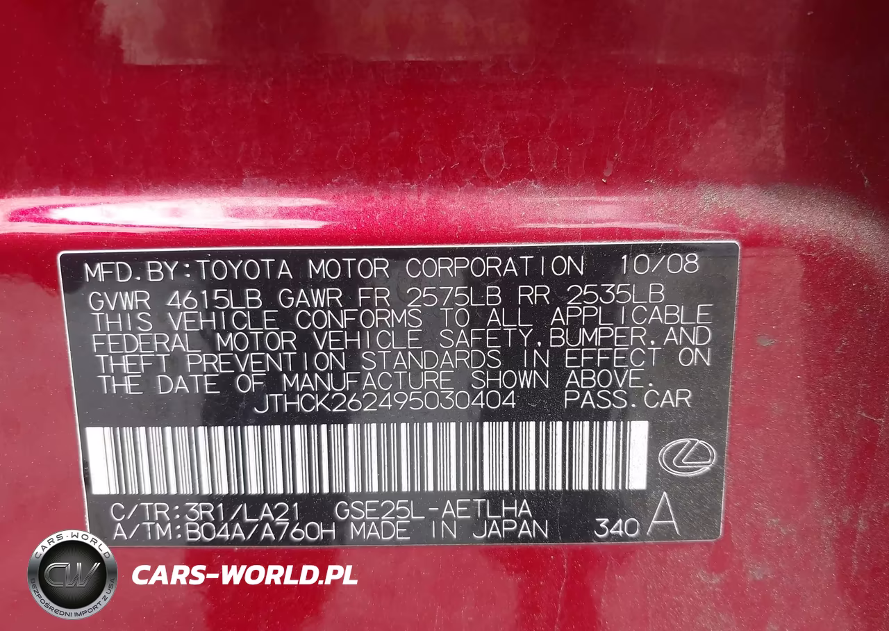 2009 Lexus Is 250 VIN:JTHCK262495030404 - 9