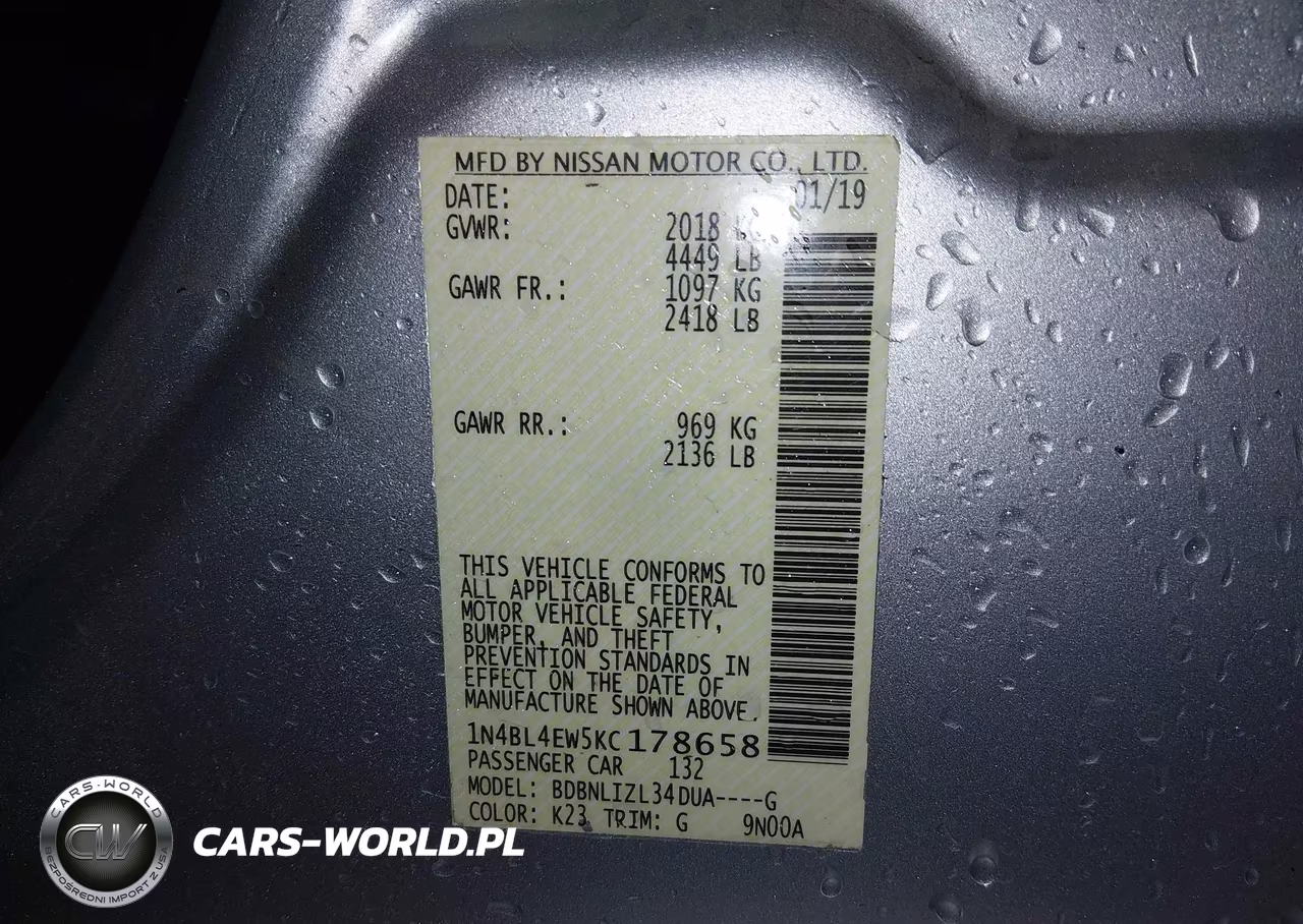 2019 Nissan Altima 2.5 Sl VIN:1N4BL4EW5KC178658 - 9