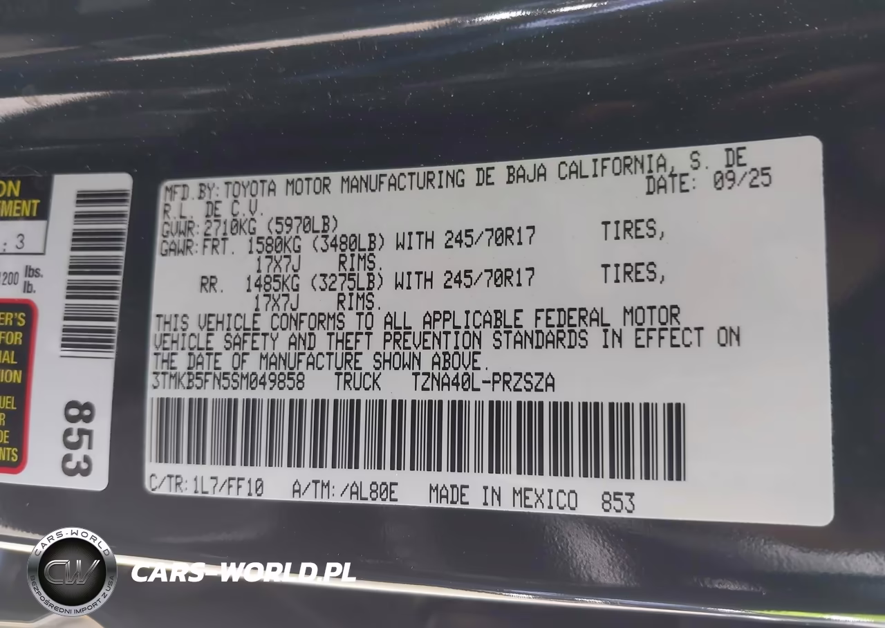 2025 Toyota Tacoma Sr5 VIN:3TMKB5FN5SM049858 - 9