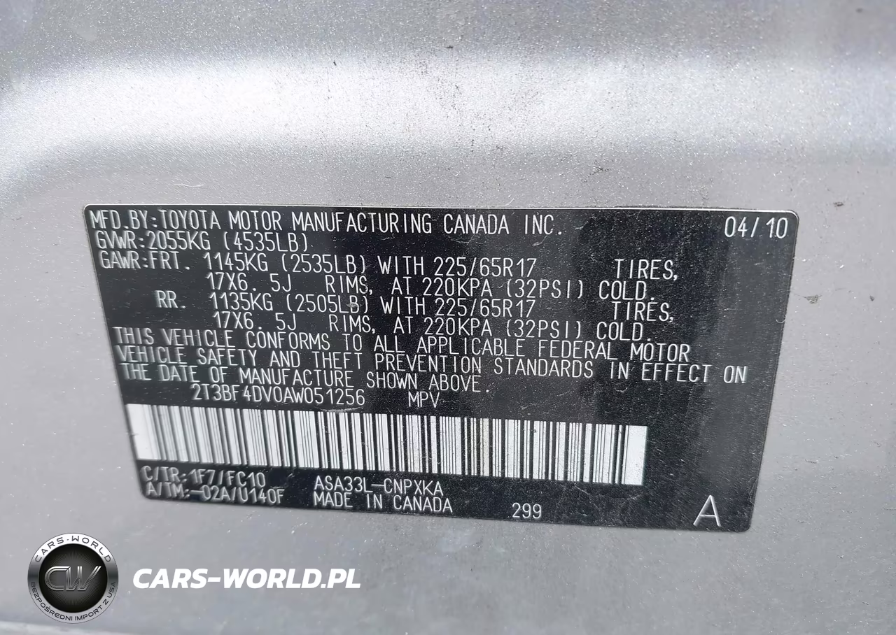 2010 Toyota Rav4 VIN:2T3BF4DV0AW051256 - 9