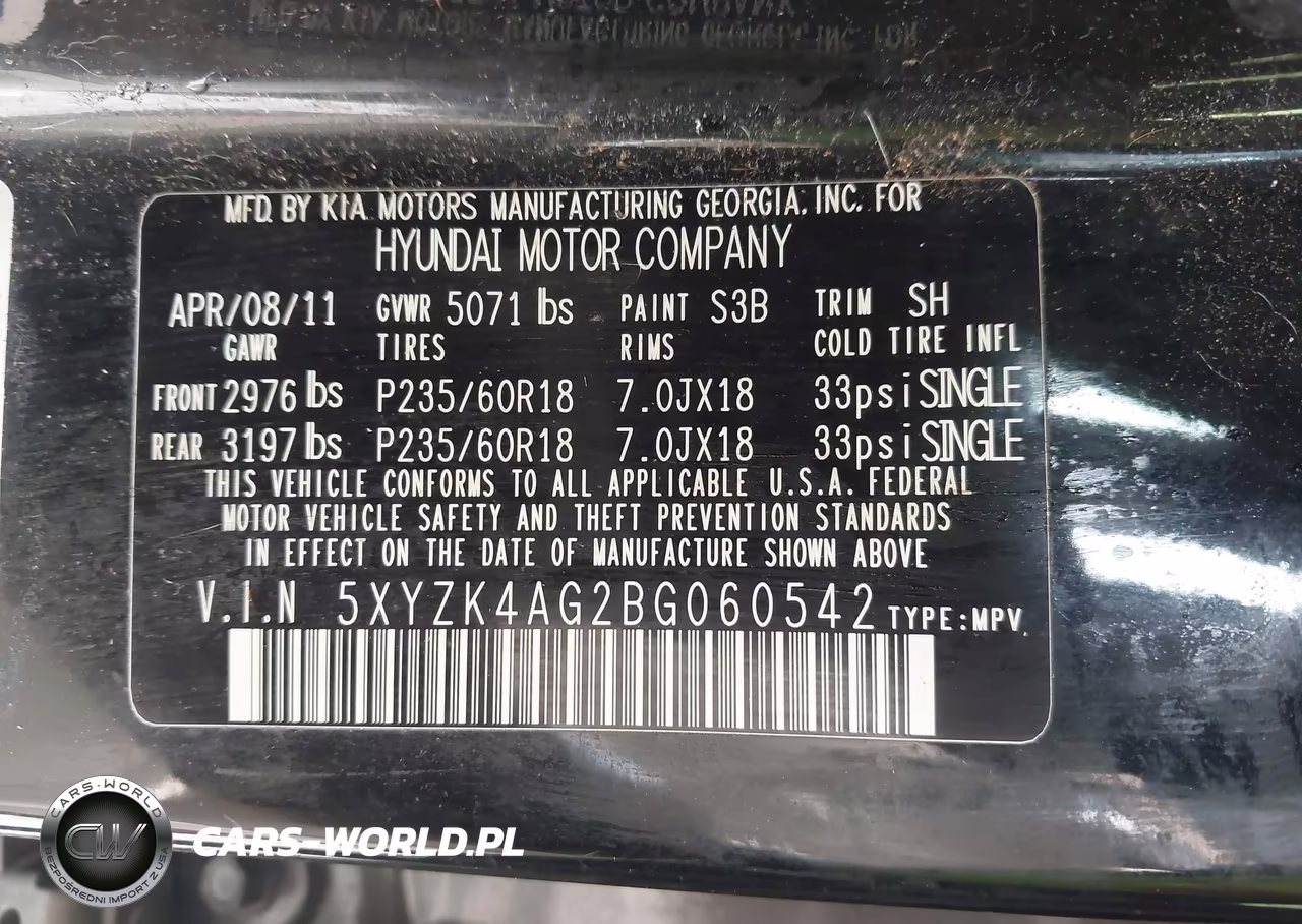 2011 Hyundai Santa Fe Limited V6 VIN:5XYZK4AG2BG060542 - 9