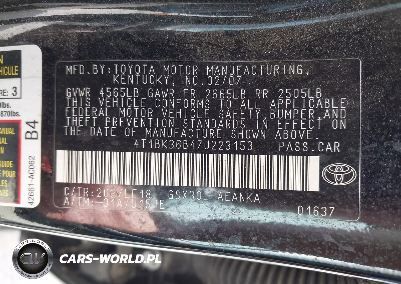 2007 Toyota Avalon Touring VIN:4T1BK36B47U223153 - 9