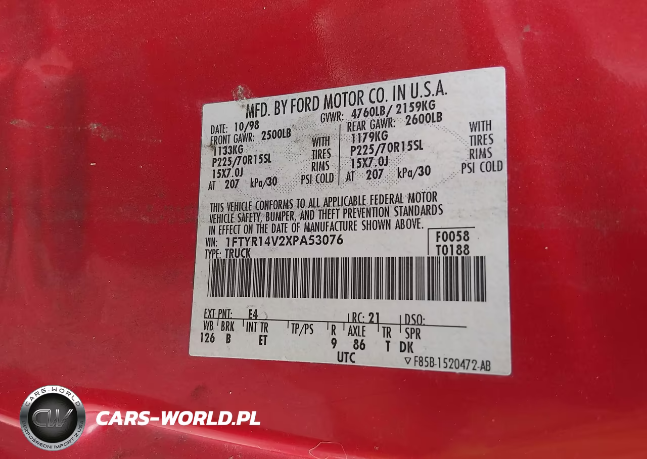 1999 Ford Ranger Xl-Xlt VIN:1FTYR14V2XPA53076 - 9