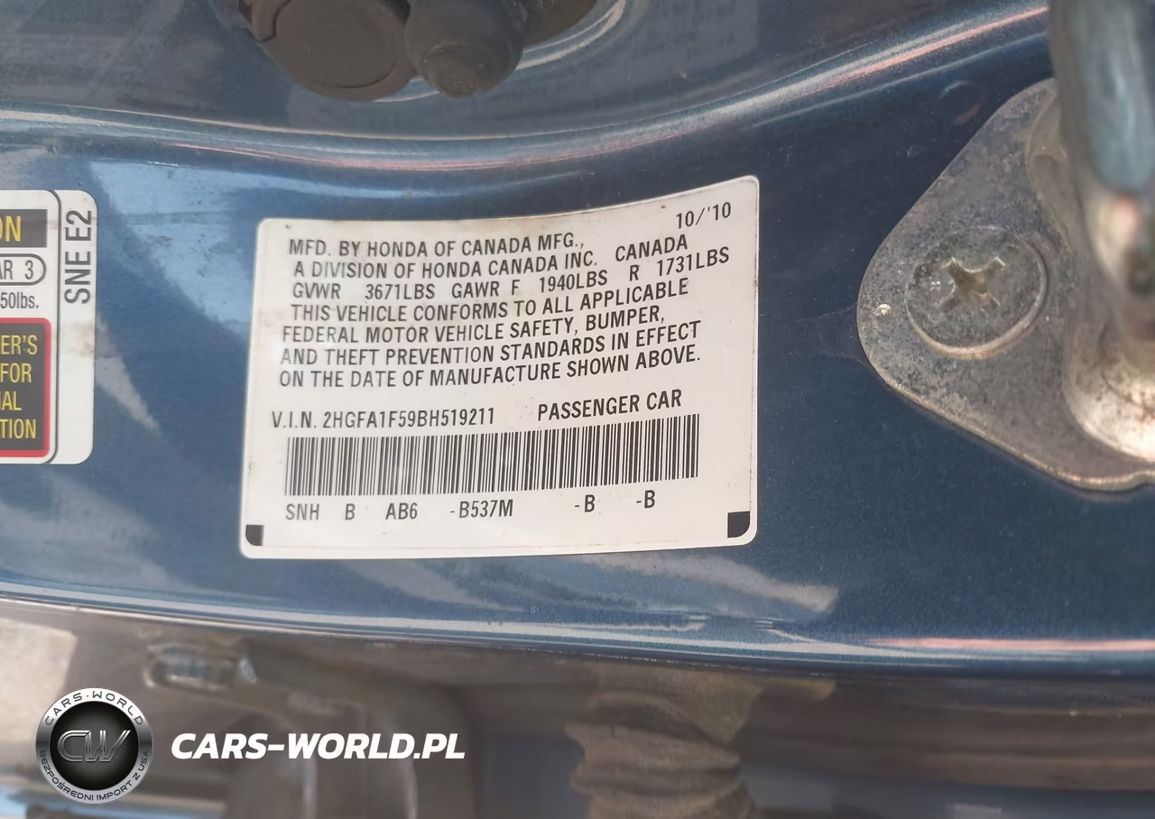 2011 Honda Civic Lx VIN:2HGFA1F59BH519211 - 9