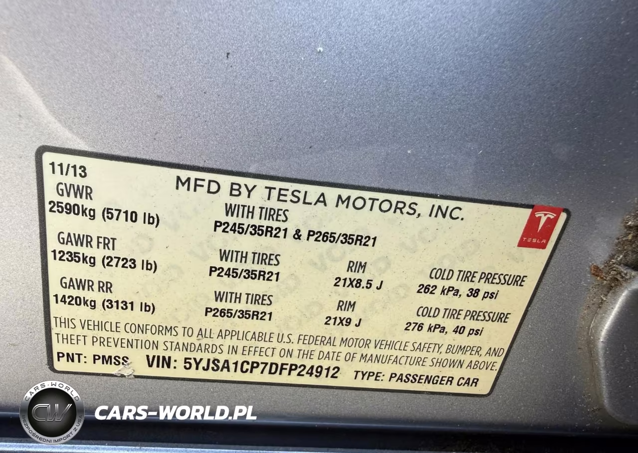2013 Tesla Model S Performance VIN:5YJSA1CP7DFP24912 - 9