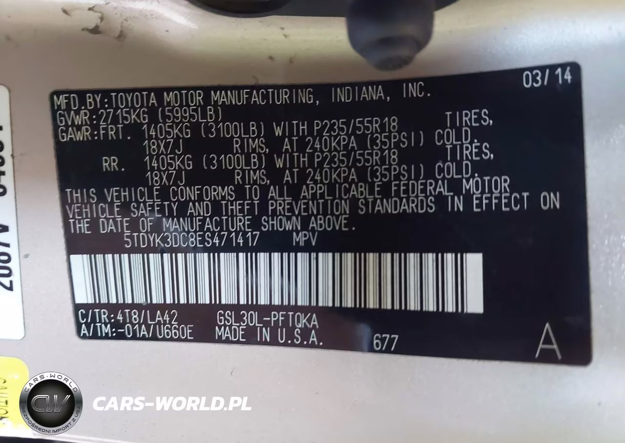 2014 Toyota Sienna Limited V6 7 Passenger VIN:5TDYK3DC8ES471417 - 9