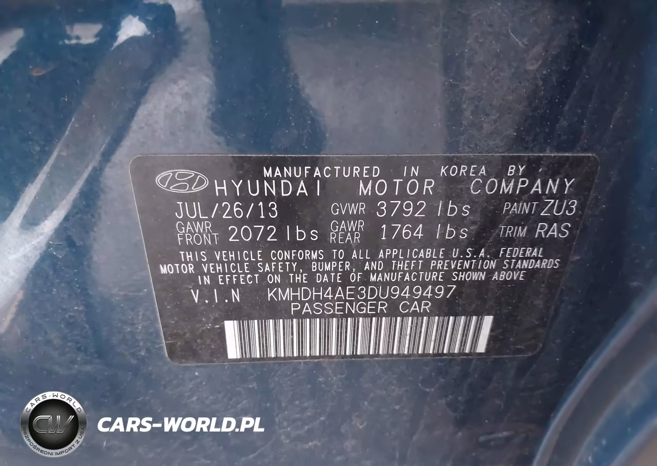 2013 Hyundai Elantra Gls VIN:KMHDH4AE3DU949497 - 9