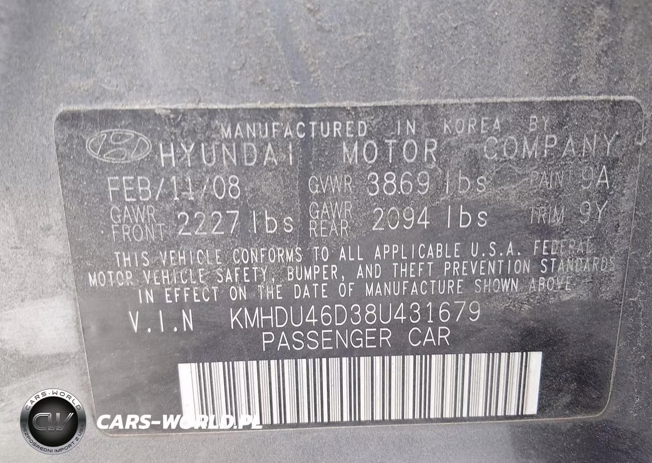 2008 Hyundai Elantra Gls-Se VIN:KMHDU46D38U431679 - 9