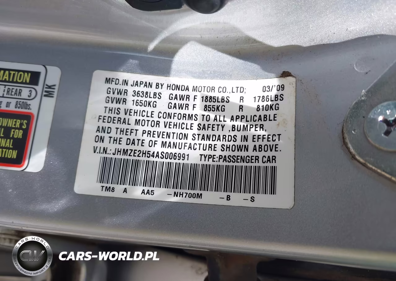 2010 Honda Insight Lx VIN:JHMZE2H54AS006991 - 9