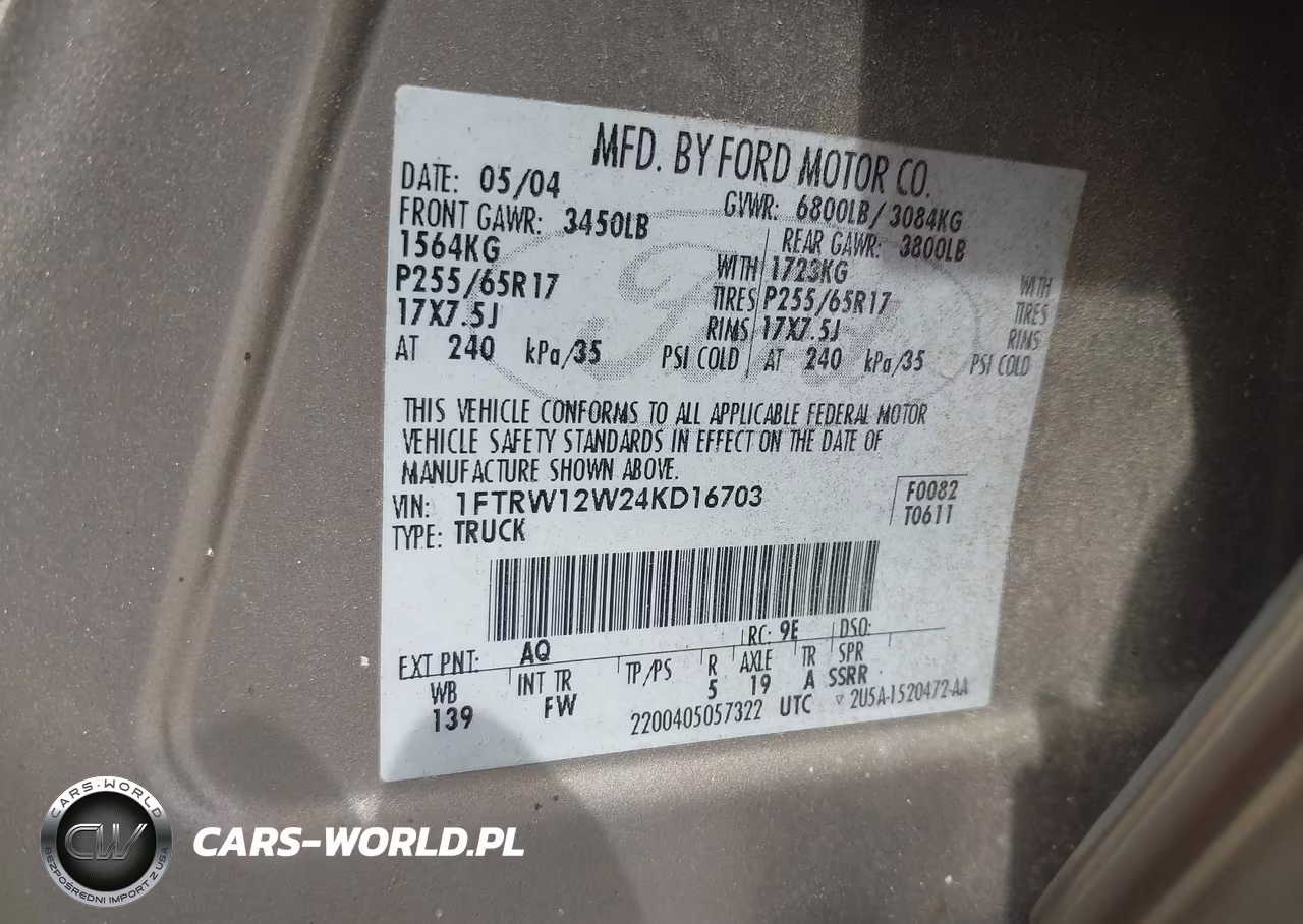 2004 Ford F-150 Xlt VIN:1FTRW12W24KD16703 - 9