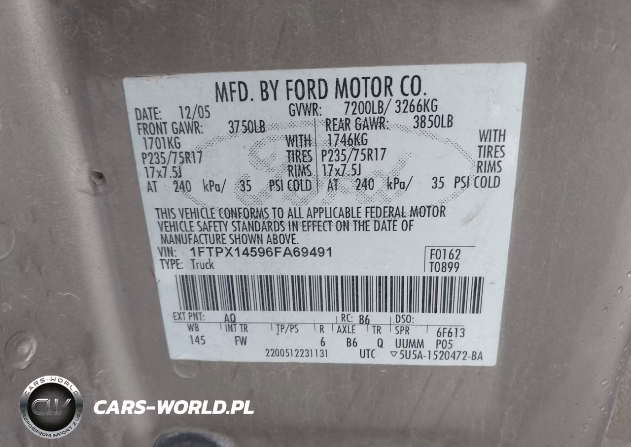 2006 Ford F-150 Fx4-Lariat-Xl-Xlt VIN:1FTPX14596FA69491 - 9