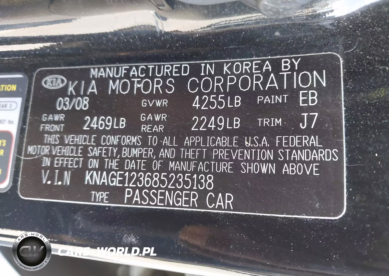 2008 Kia Optima Lx VIN:KNAGE123685235138 - 9