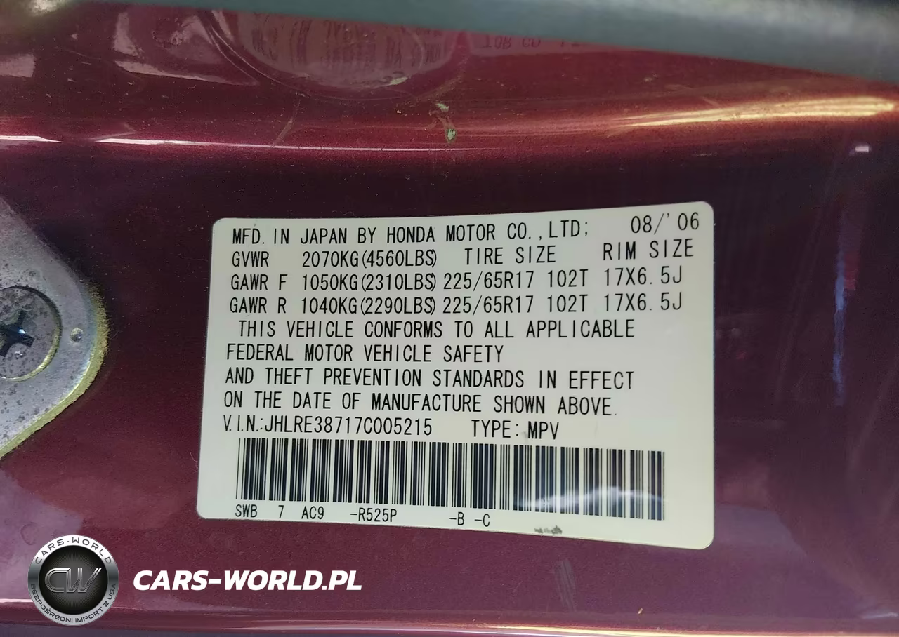 2007 Honda Cr-V Ex-L VIN:JHLRE38717C005215 - 9