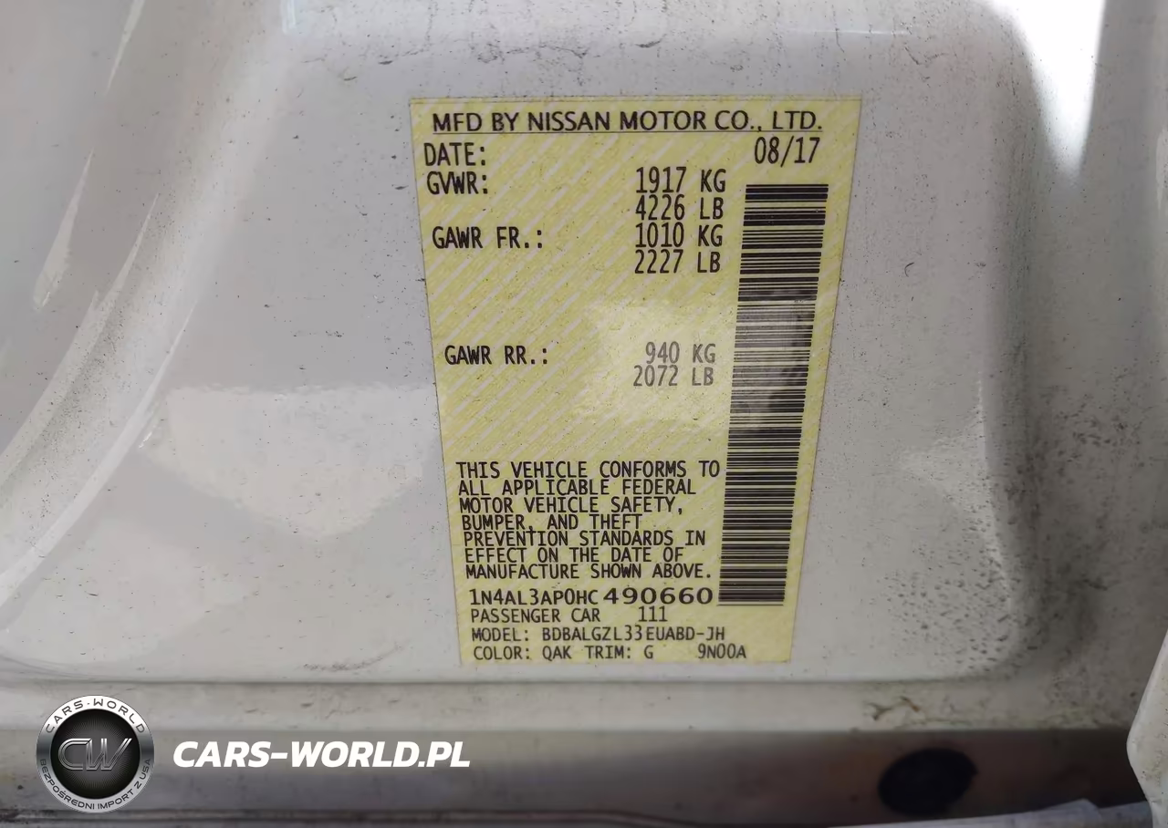 2017 Nissan Altima 2.5 S VIN:1N4AL3AP0HC490660 - 9