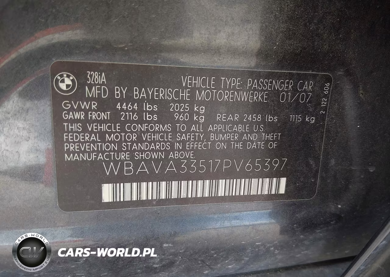 2007 BMW 328I VIN:WBAVA33517PV65397 - 9