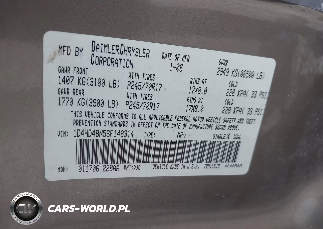 2006 Dodge Durango Slt VIN:1D4HD48N56F148314 - 9