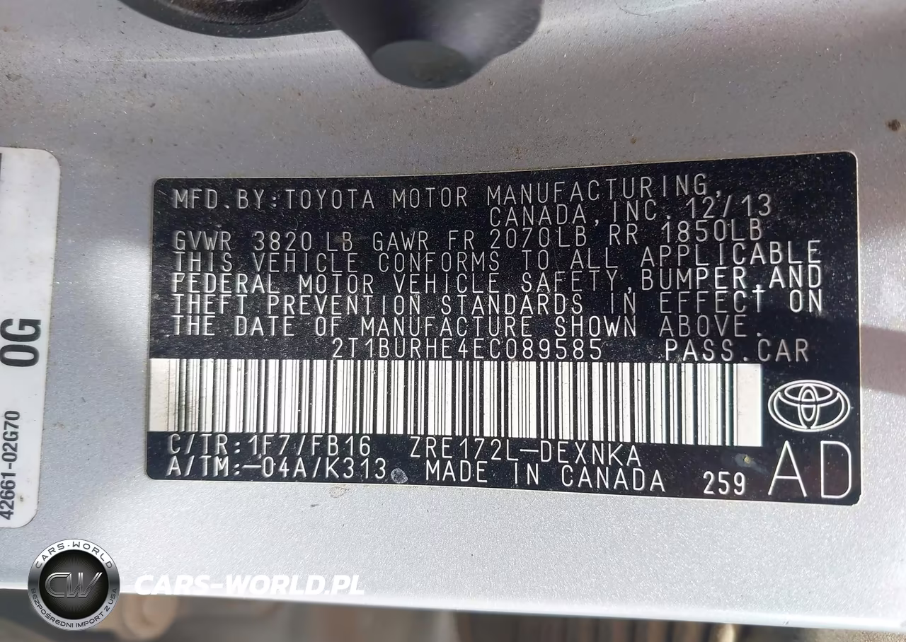 2014 Toyota Corolla Le VIN:2T1BURHE4EC089585 - 9