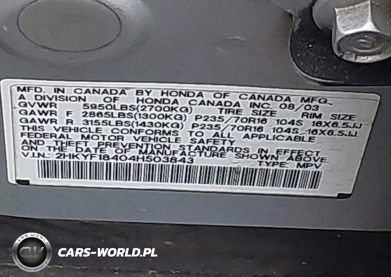 2004 Honda Pilot Ex VIN:2HKYF18404H503843 - 9