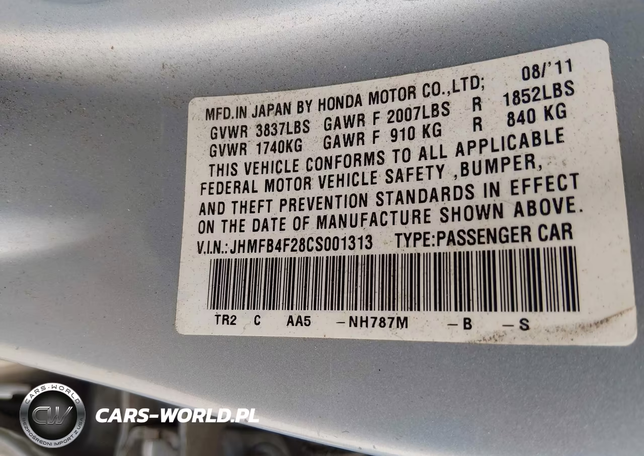 2012 Honda Civic Hybrid VIN:JHMFB4F28CS001313 - 9