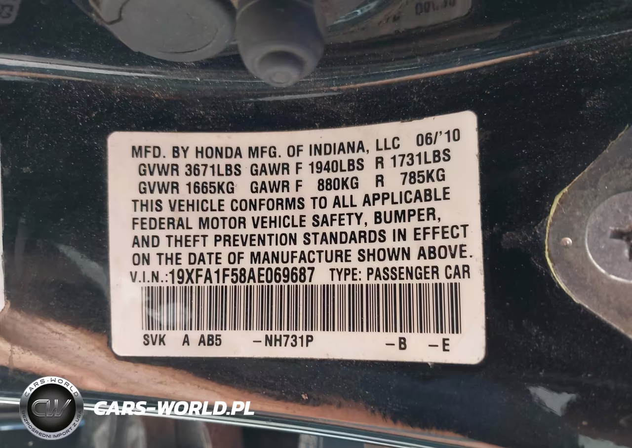 2010 Honda Civic Lx VIN:19XFA1F58AE069687 - 9