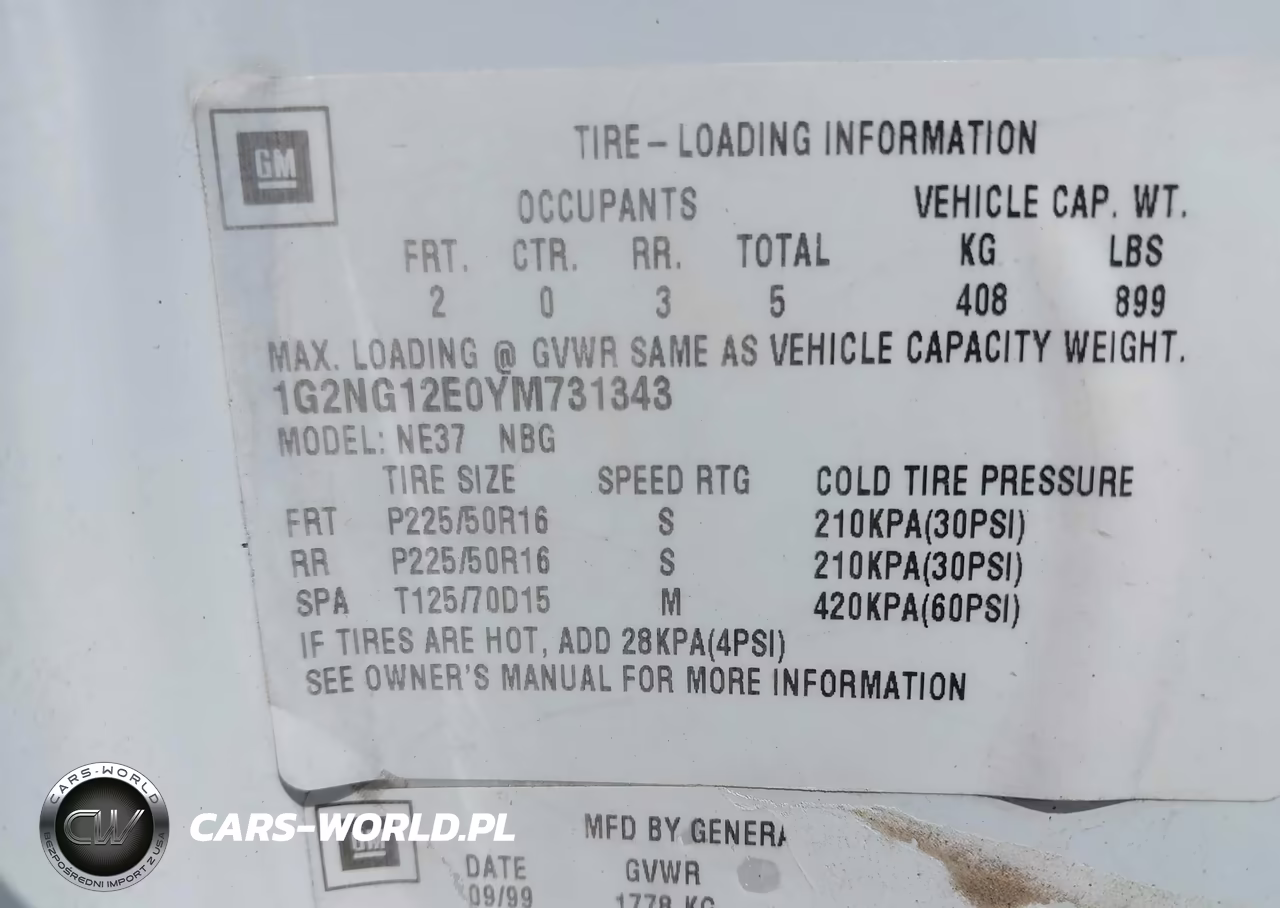 2000 Pontiac Grand Am Se2 VIN:1G2NG12E0YM731343 - 9