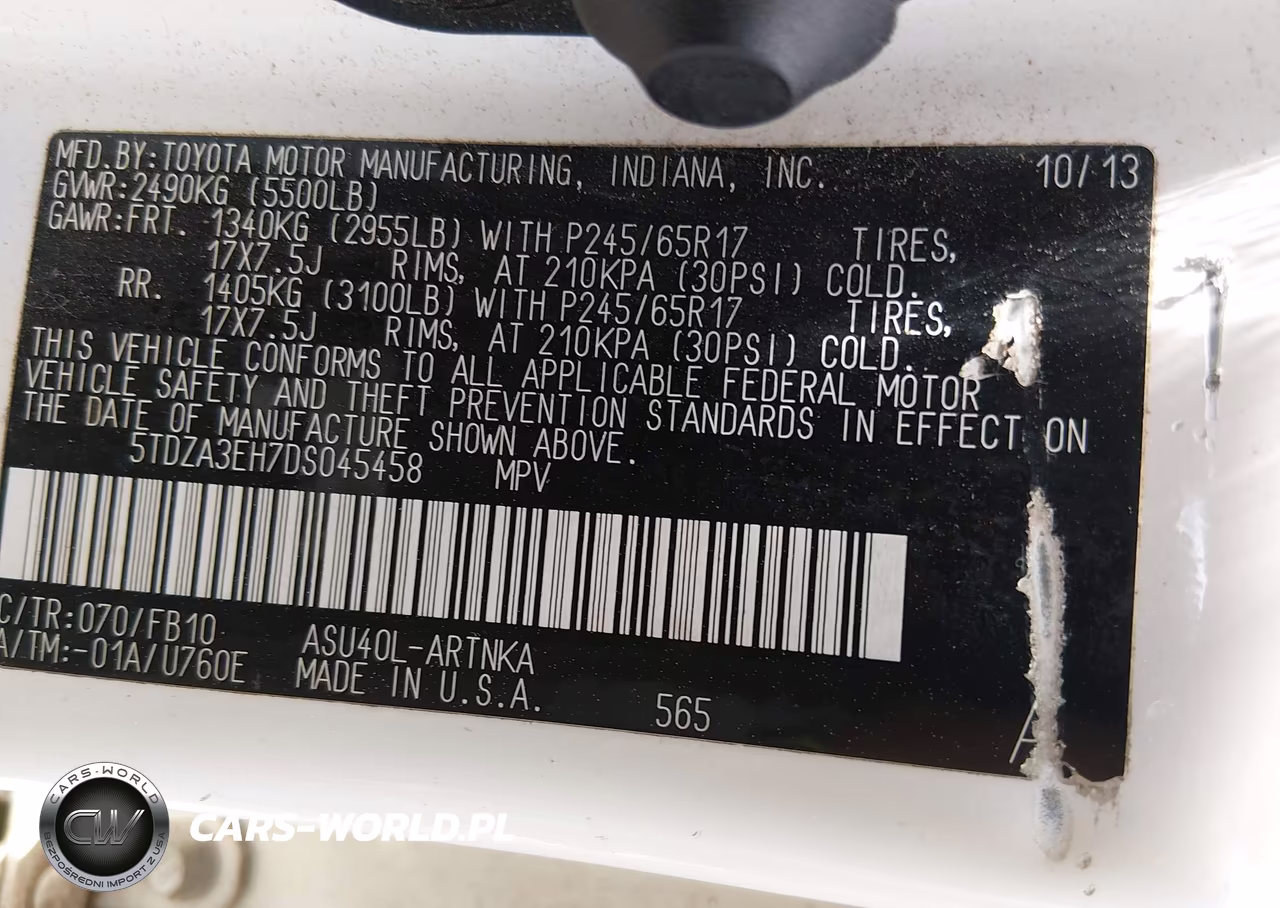 2013 Toyota Highlander VIN:5TDZA3EH7DS045458 - 9